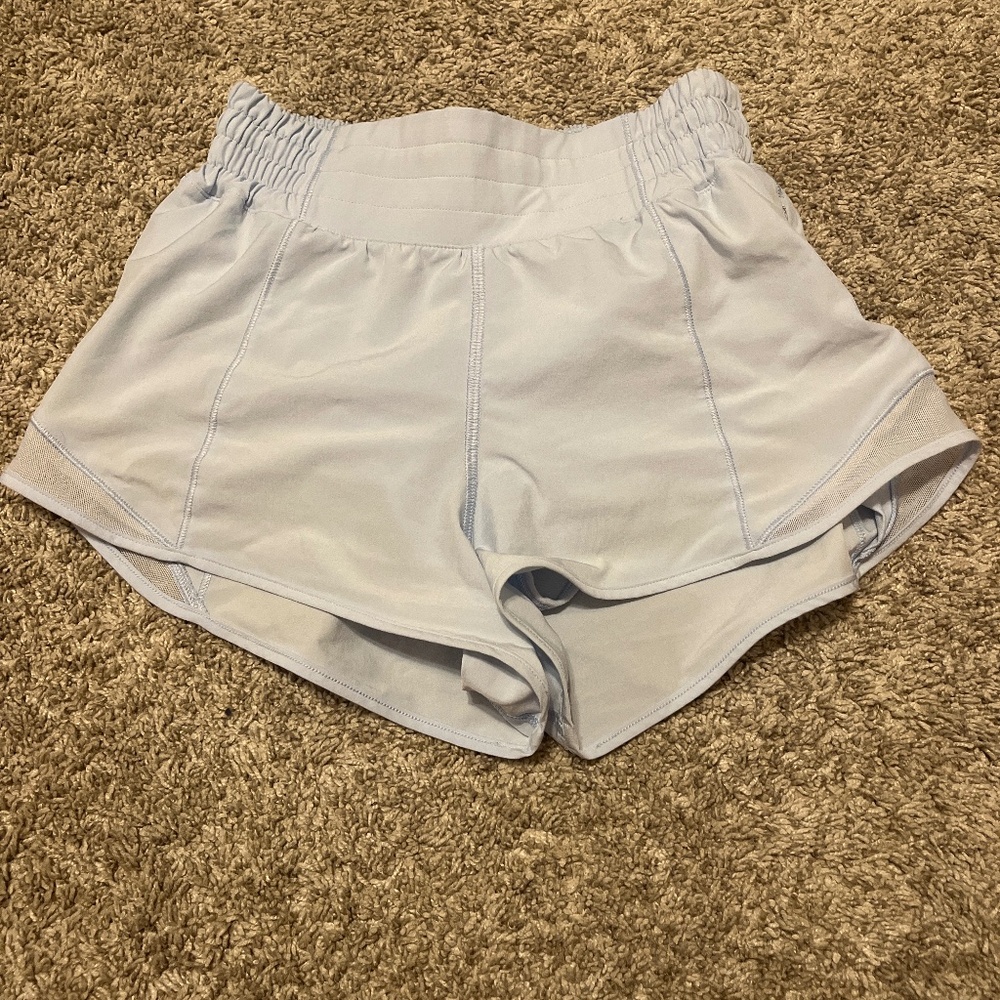 lululemon hotty hot light blue shorts